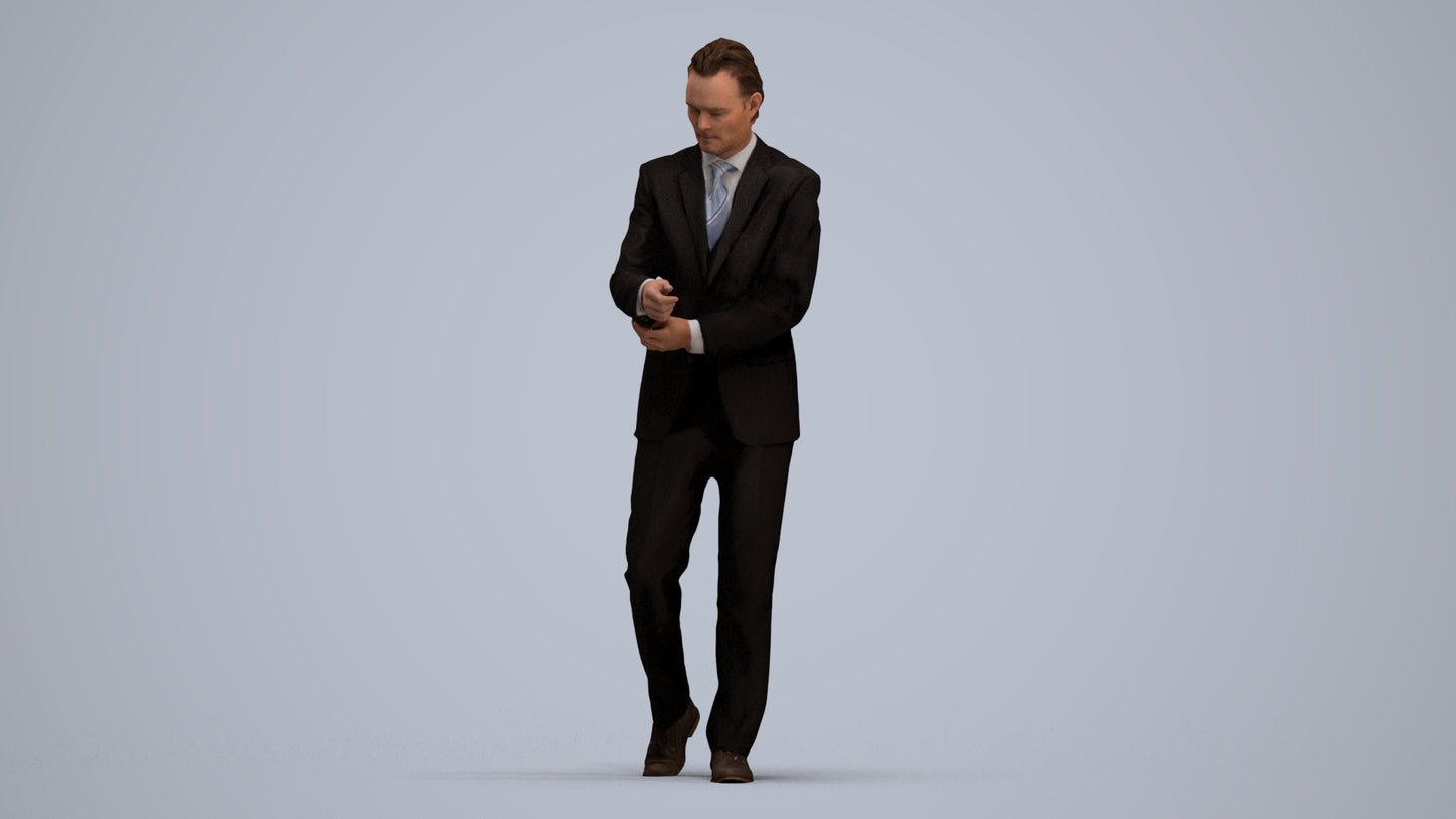 photogrammetry 3D man business, realistic human model archviz FBX, standing pose render