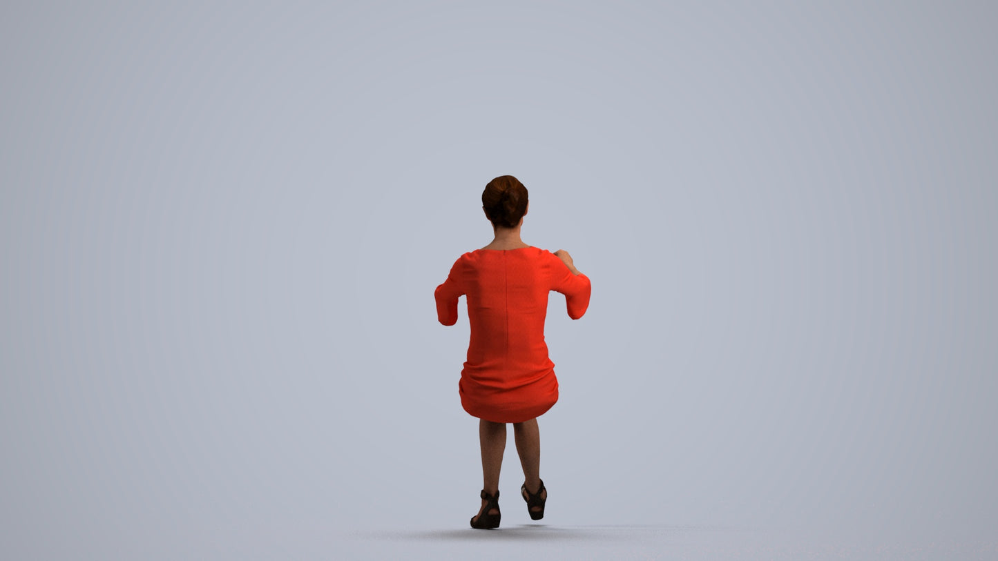 3D people model senior woman business sitting, scanned human for 3ds Max rendering, front view render