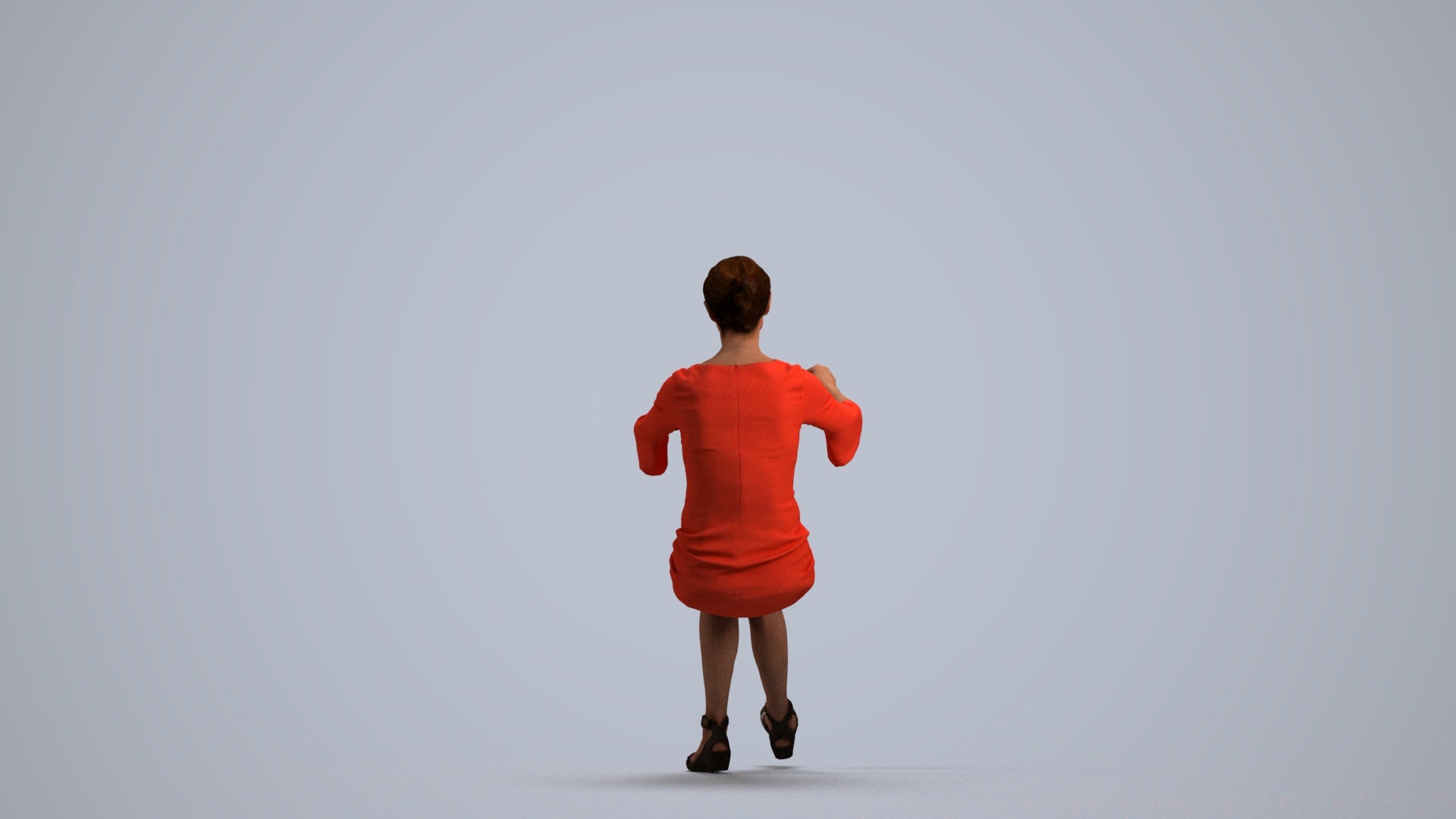 3D people model senior woman business sitting, scanned human for 3ds Max rendering, front view render