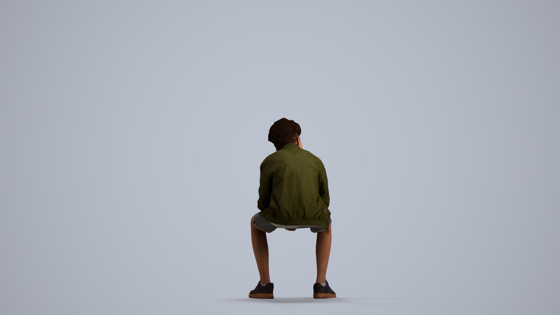 3D human model boy casual kids, photogrammetry scanned person for archviz, front view render