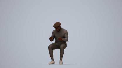 realistic 3D man casual sitting, scanned archviz people for Blender and 3ds Max, top-down view render
