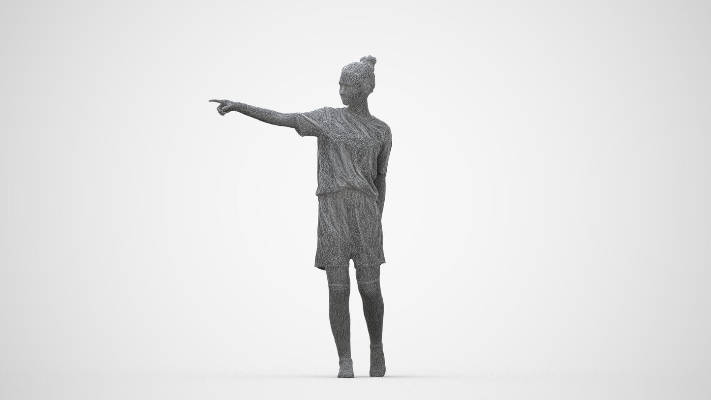 3D scanned girl sport, photorealistic archviz people for Enscape and SketchUp, wireframe back view