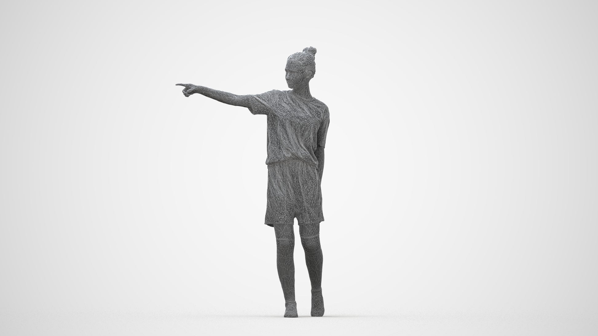 3D scanned girl sport, photorealistic archviz people for Enscape and SketchUp, wireframe back view