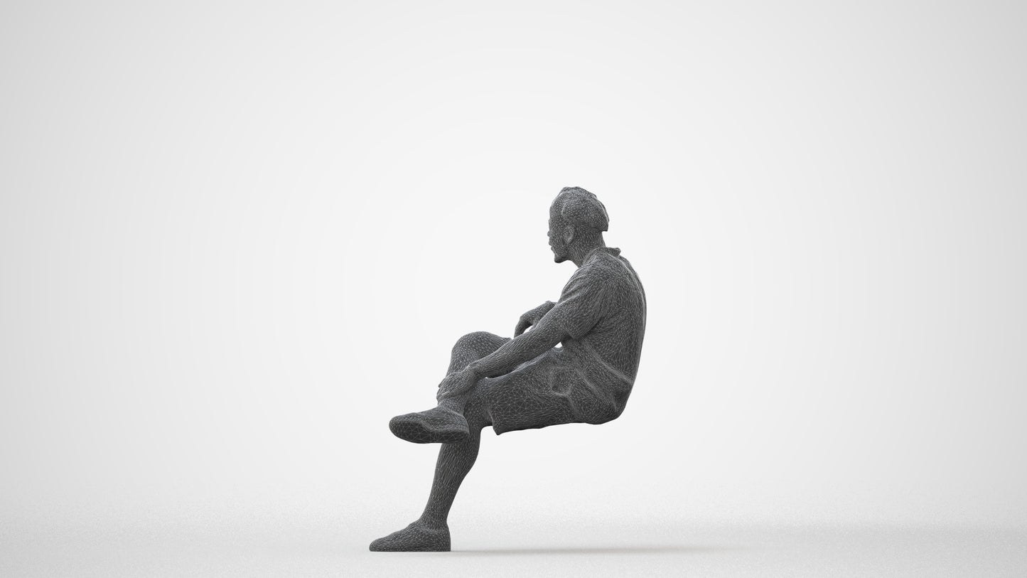 realistic 3D human man casual sitting, archviz people FBX OBJ for Blender, square thumbnail