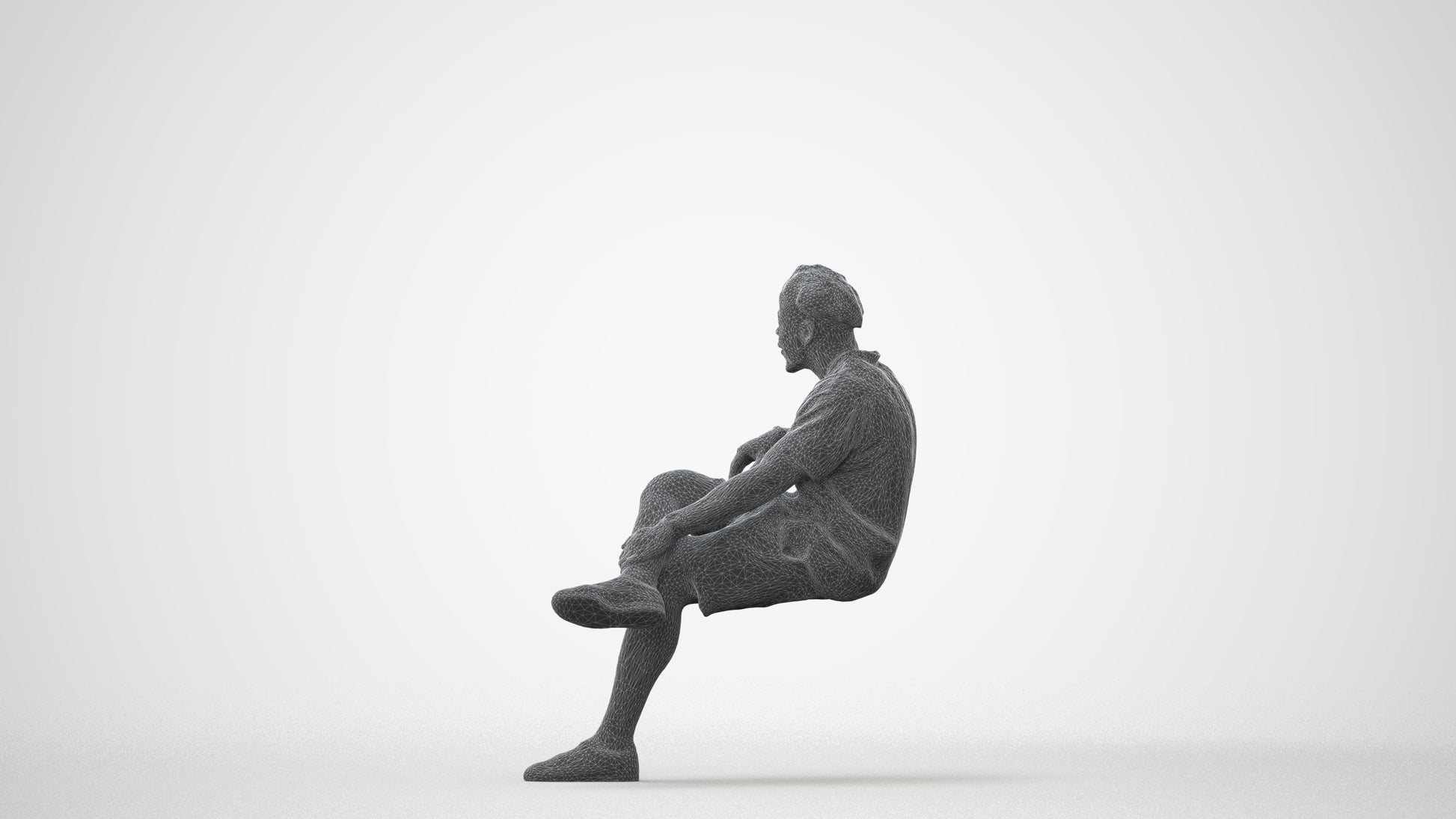 realistic 3D human man casual sitting, archviz people FBX OBJ for Blender, square thumbnail