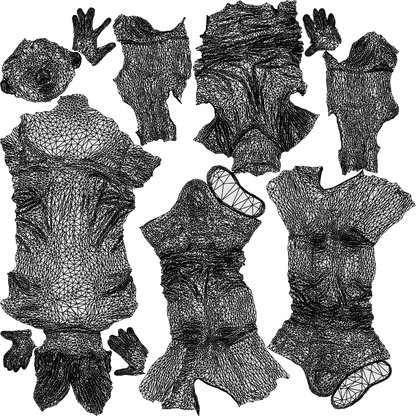 realistic 3D boy casual kids, scanned archviz people for Blender and 3ds Max, wireframe top-down view
