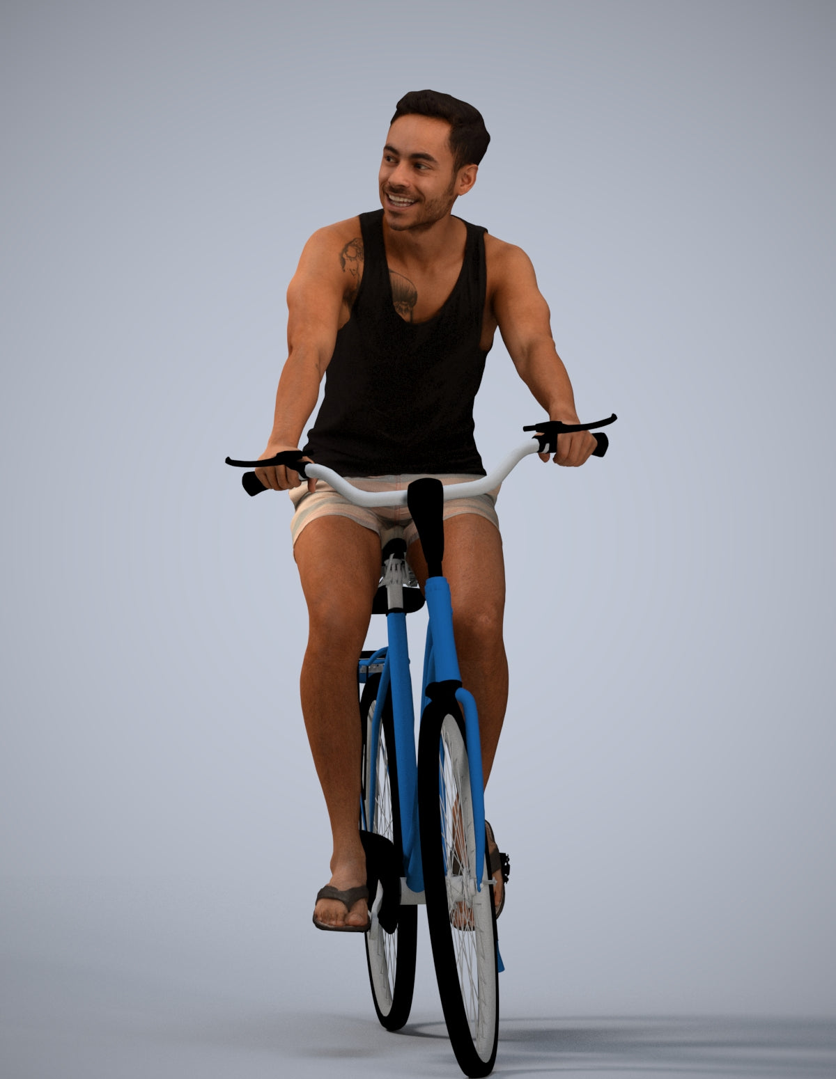 realistic 3D people man casual cycling, render-ready for V-Ray and Corona, FBX OBJ
