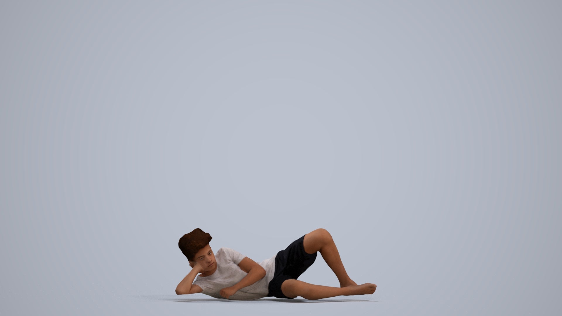3D people model boy casual kids, scanned human for 3ds Max rendering, standing pose render