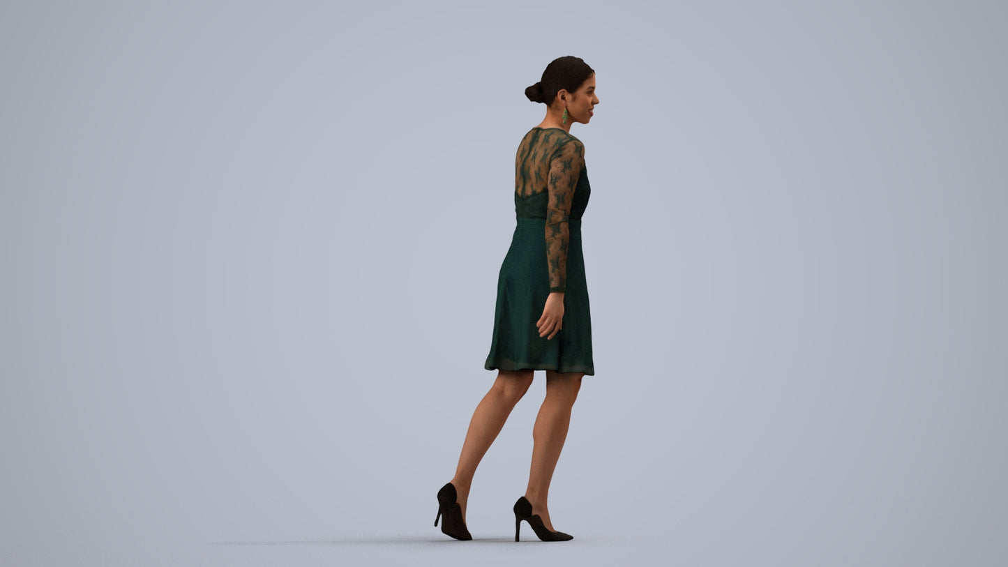 realistic 3D human woman formal formalaffairs, archviz people FBX OBJ for Blender, side view render