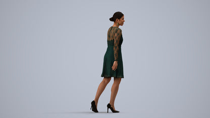 realistic 3D human woman formal formalaffairs, archviz people FBX OBJ for Blender, side view render