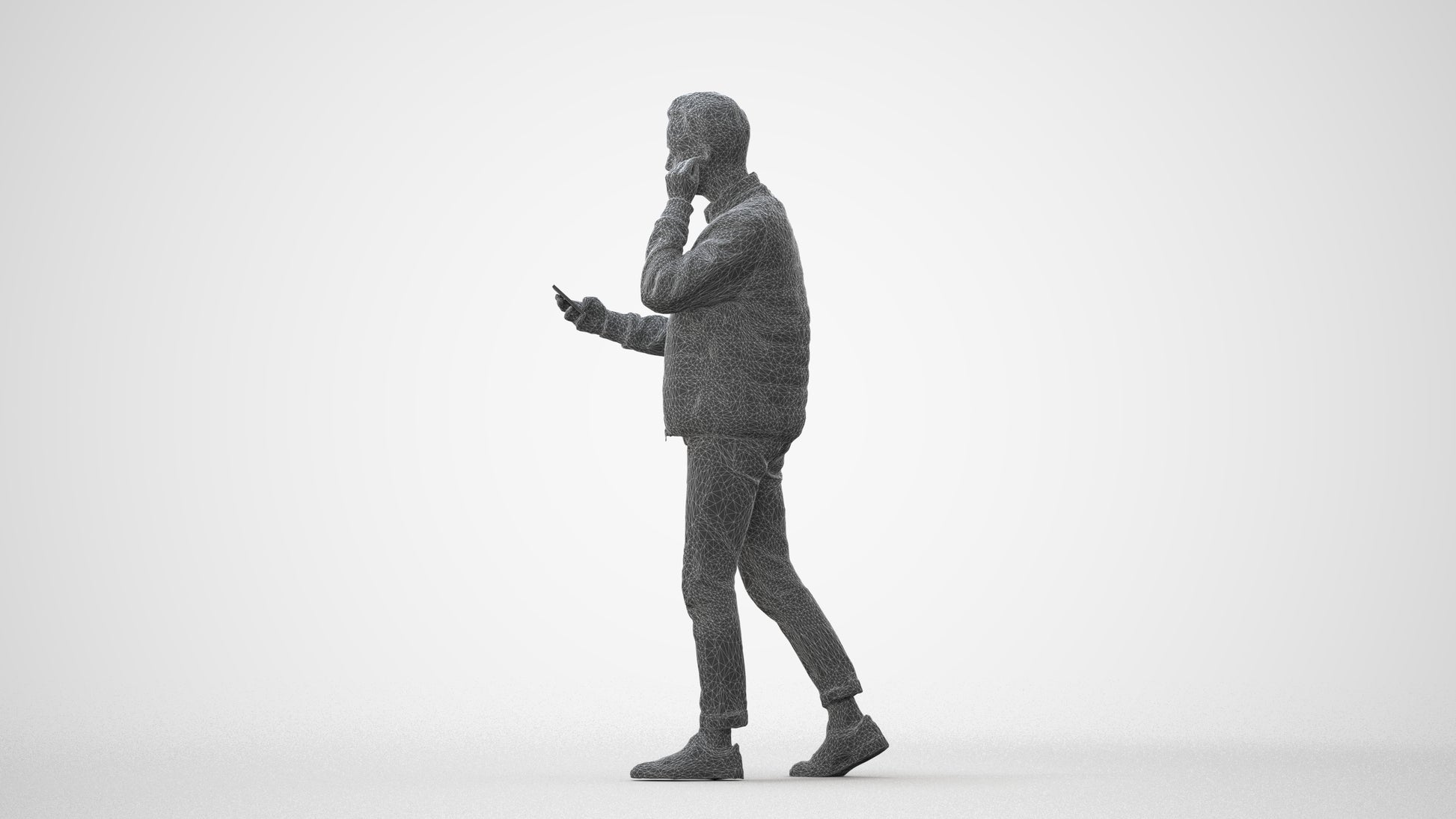 3D scanned man walking casual, photorealistic archviz people for Enscape and SketchUp, square thumbnail