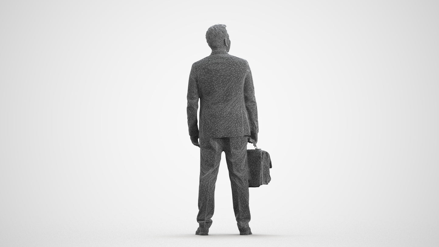 realistic 3D human man business, archviz people FBX OBJ for Blender, wireframe front view