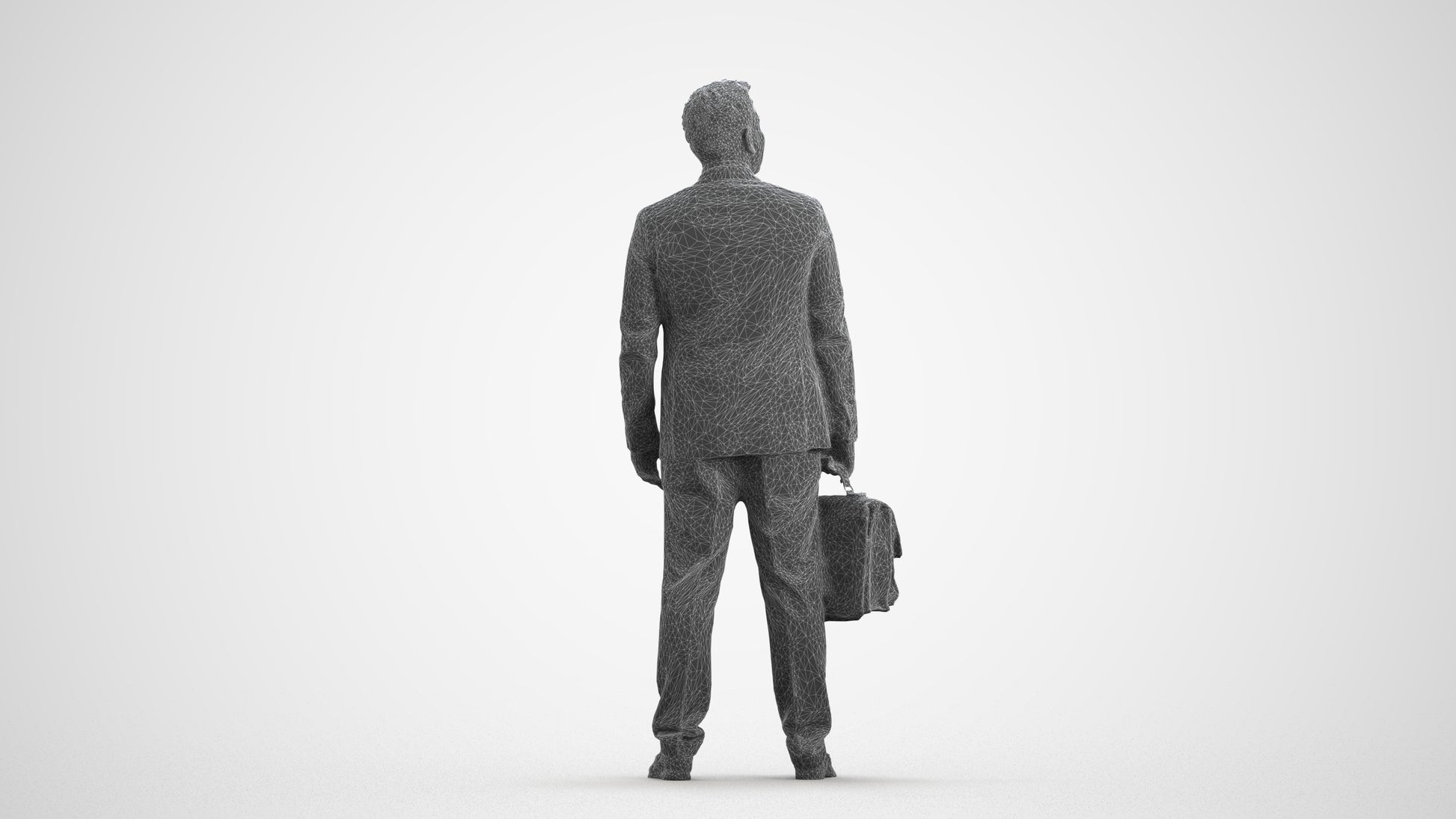 realistic 3D human man business, archviz people FBX OBJ for Blender, wireframe front view