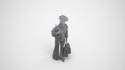 photogrammetry 3D woman casual shopping, realistic human model archviz FBX, wireframe three-quarter view