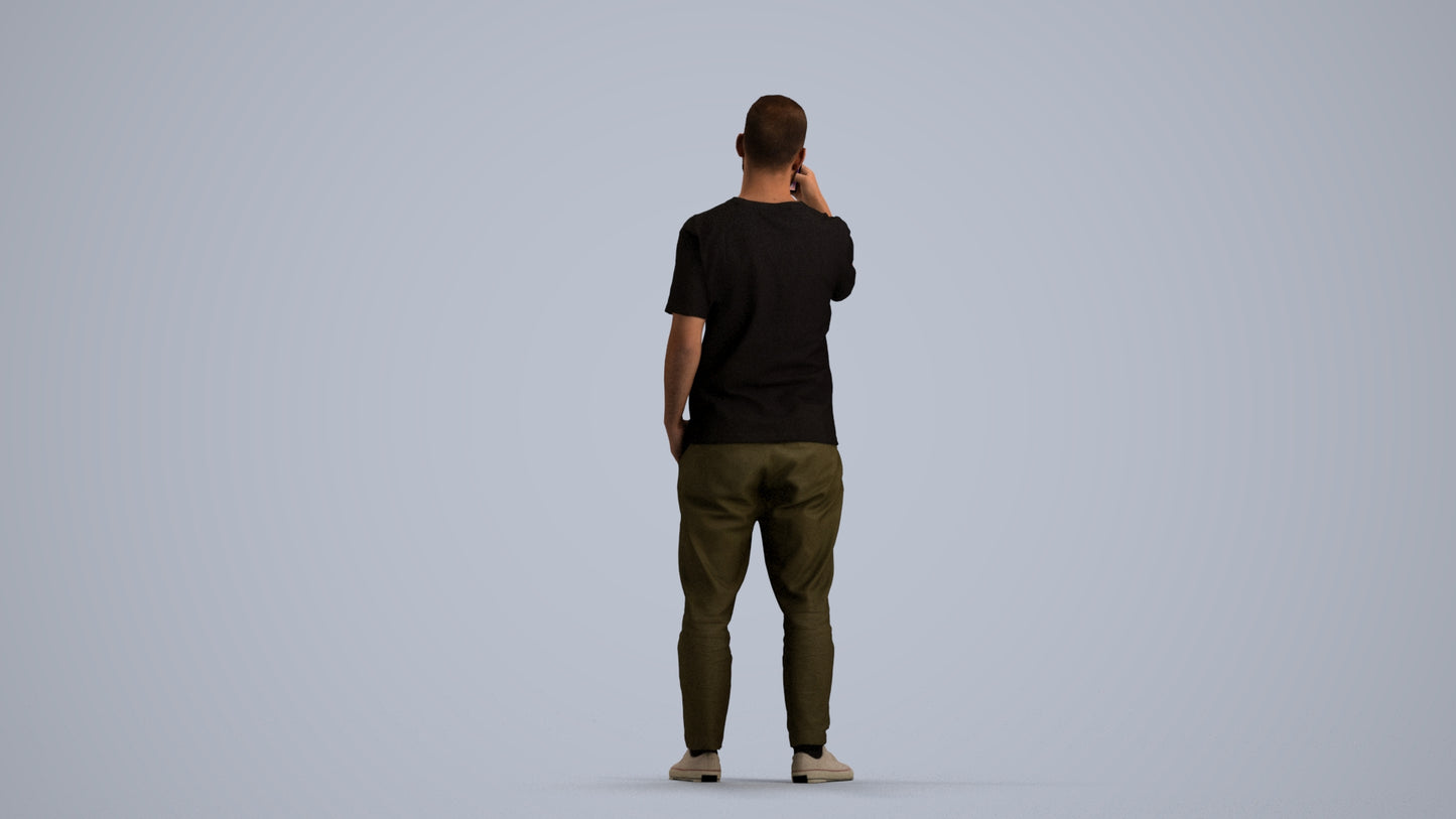 3D people model man casual standing, scanned human for 3ds Max rendering, front view render