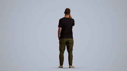 3D people model man casual standing, scanned human for 3ds Max rendering, front view render
