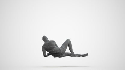 photogrammetry 3D man casual sitting, realistic human model archviz FBX, wireframe front view