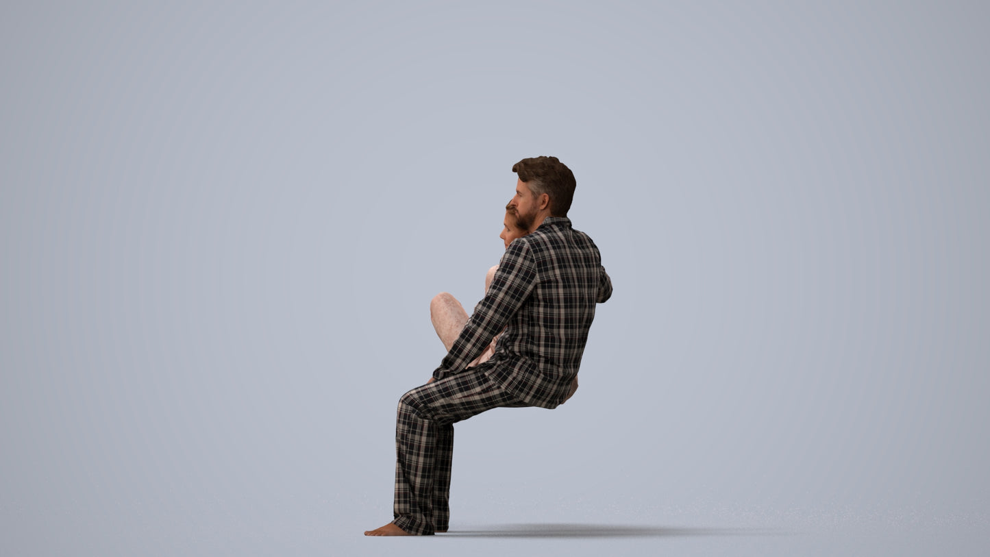 realistic 3D human woman bathroom, archviz people FBX OBJ for Blender, three-quarter view render