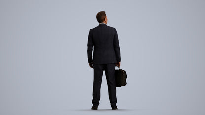 realistic 3D human man business, archviz people FBX OBJ for Blender, front view render