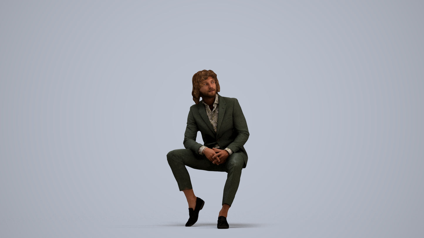 realistic 3D human man business, archviz people FBX OBJ for Blender, standing pose render