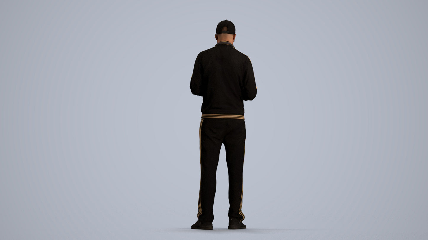 3D human model man sport standing, photogrammetry scanned person for archviz, front view render