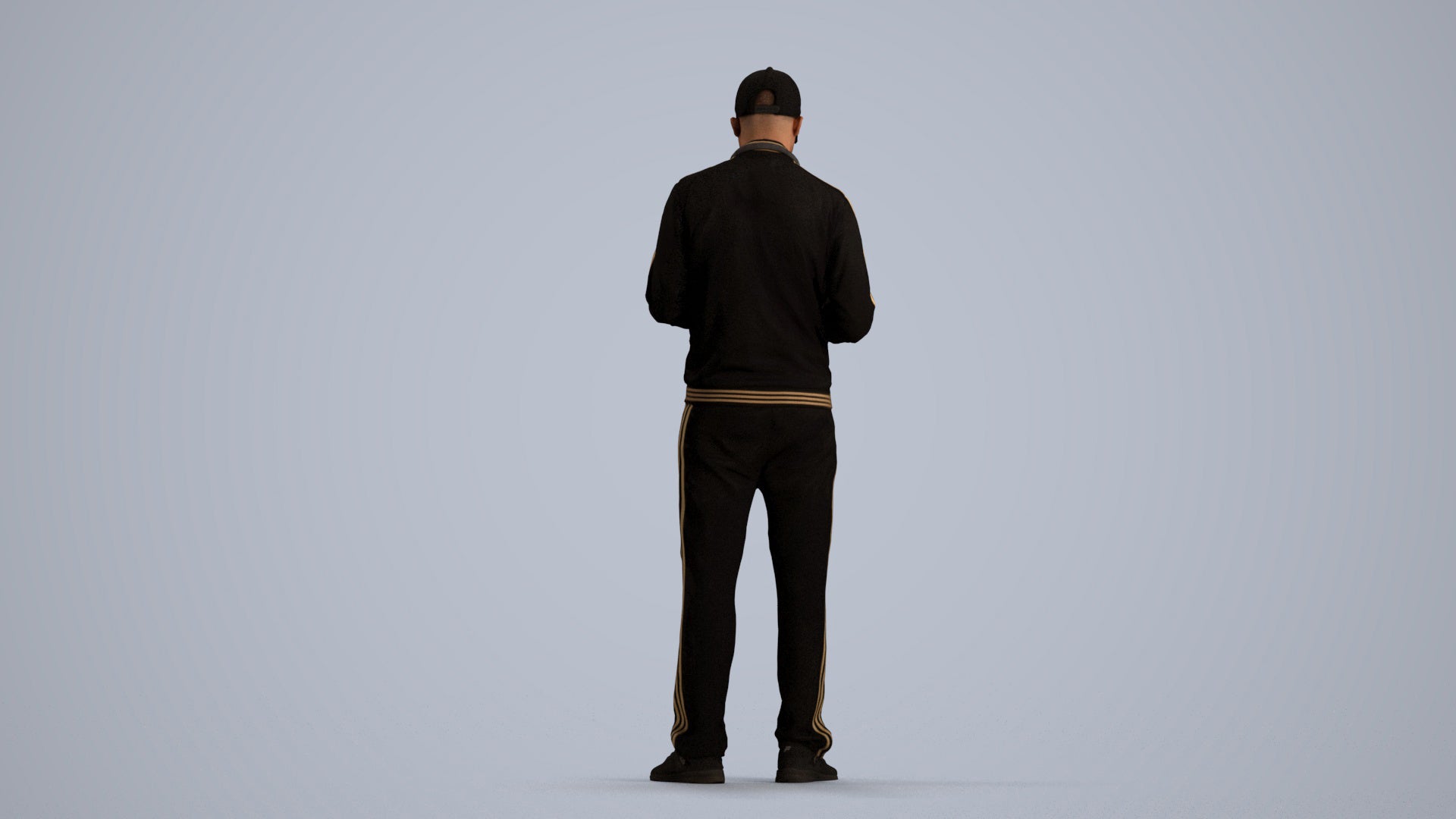 3D human model man sport standing, photogrammetry scanned person for archviz, front view render