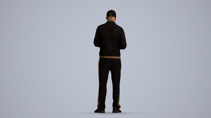 3D human model man sport standing, photogrammetry scanned person for archviz, front view render