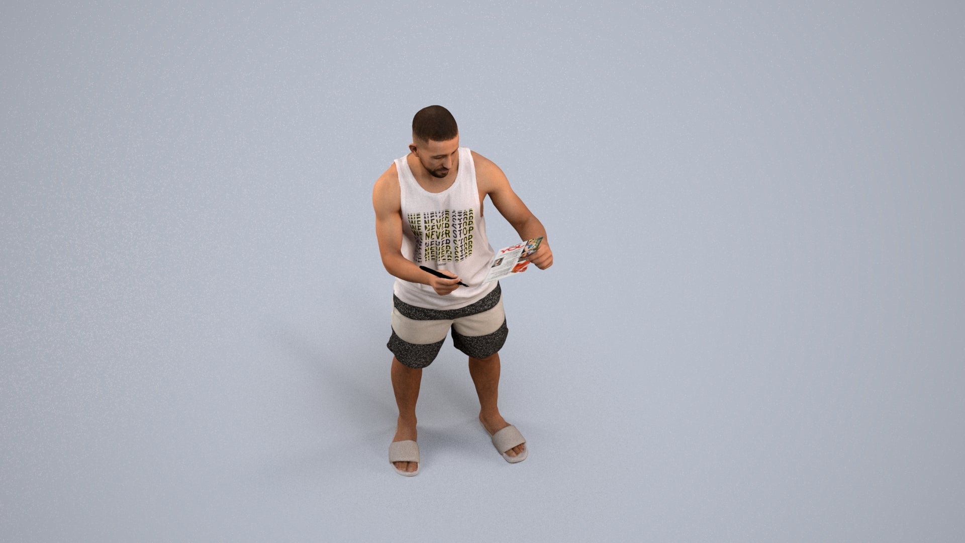 realistic 3D people man standing, render-ready for V-Ray and Corona, FBX OBJ, back view render