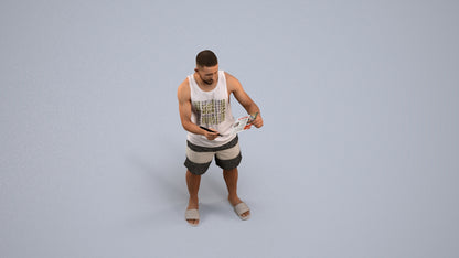 realistic 3D people man standing, render-ready for V-Ray and Corona, FBX OBJ, back view render