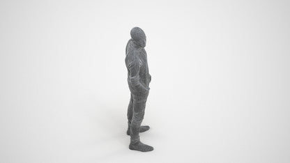 photogrammetry 3D man casual standing, realistic human model archviz FBX, wireframe three-quarter view