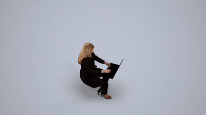 scanned 3D woman business sitting, photogrammetry people for Enscape and V-Ray, back view render