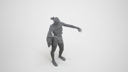 3D scanned girl standing casual, photorealistic archviz people for Enscape and SketchUp, wireframe three-quarter view