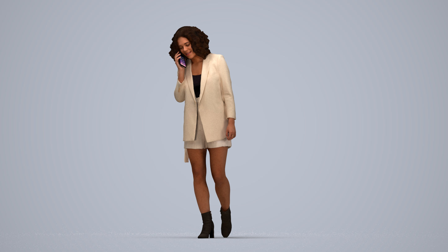 3D scanned woman walking business, photorealistic archviz people for Enscape and SketchUp, top-down view render