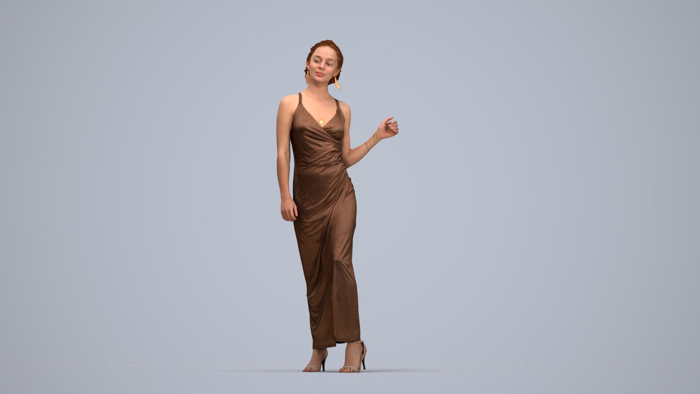 3D human model woman formal formalaffairs, photogrammetry scanned person for archviz, top-down view render