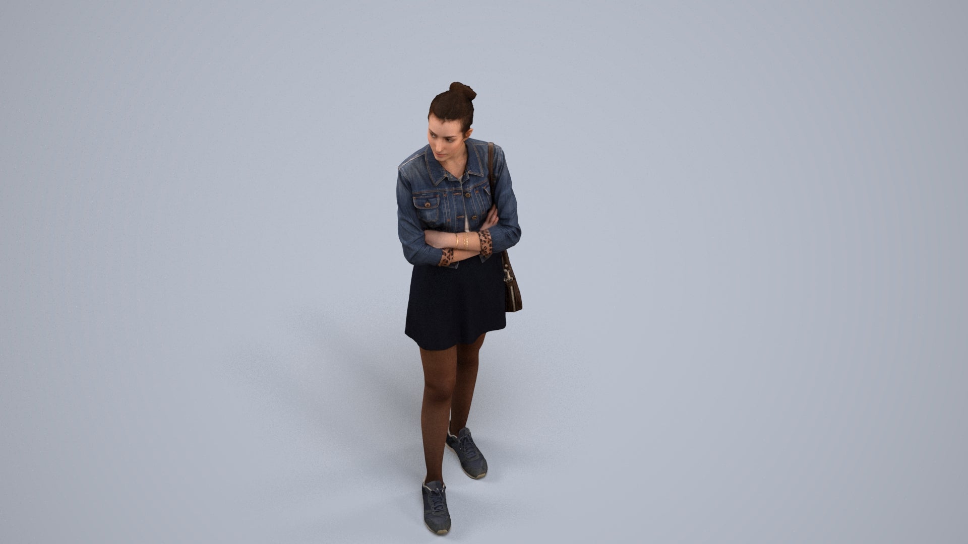 photogrammetry 3D woman casual standing, realistic human model archviz FBX, back view render