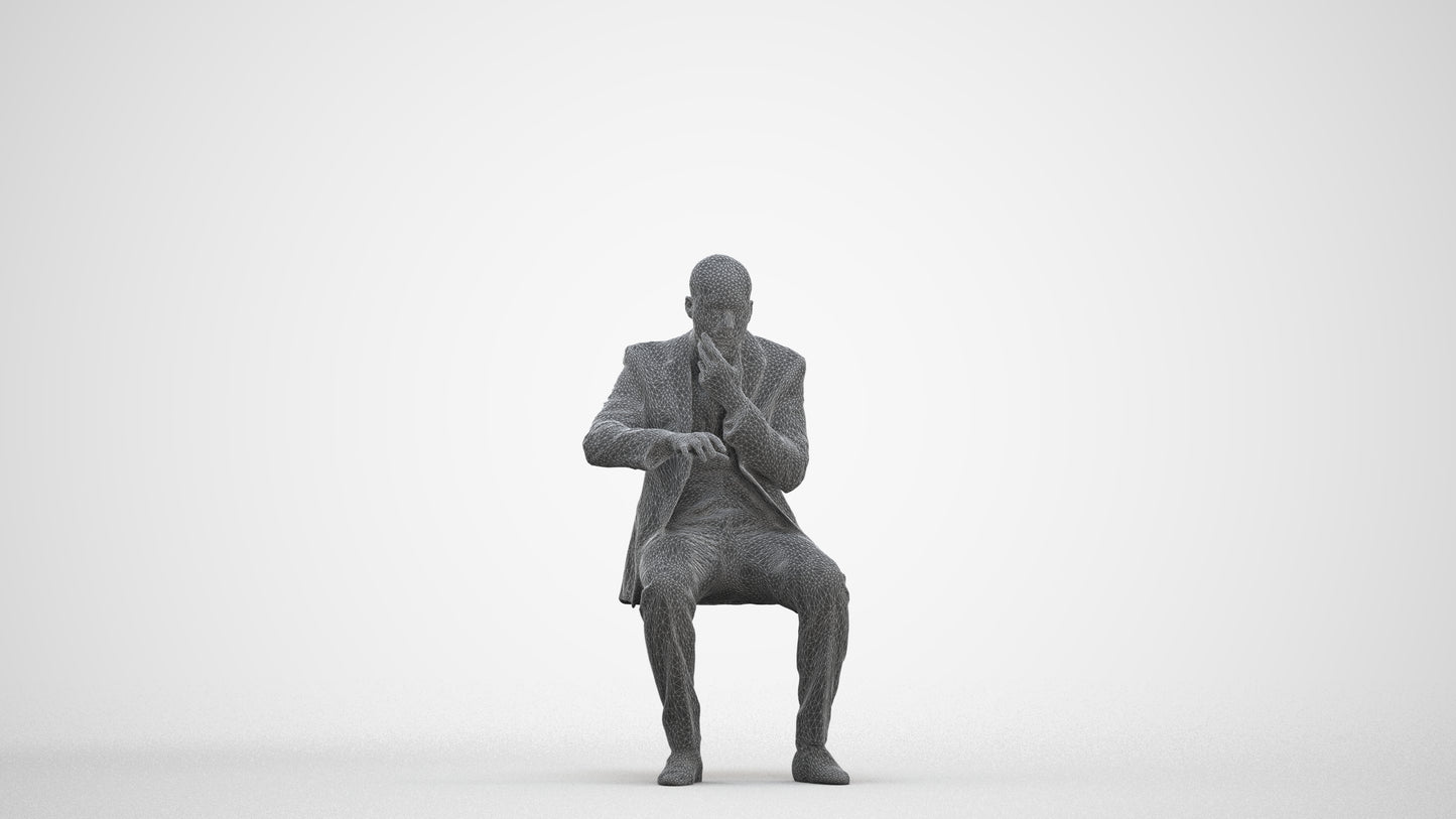 3D people model man business, scanned human for 3ds Max rendering, three-quarter front view render