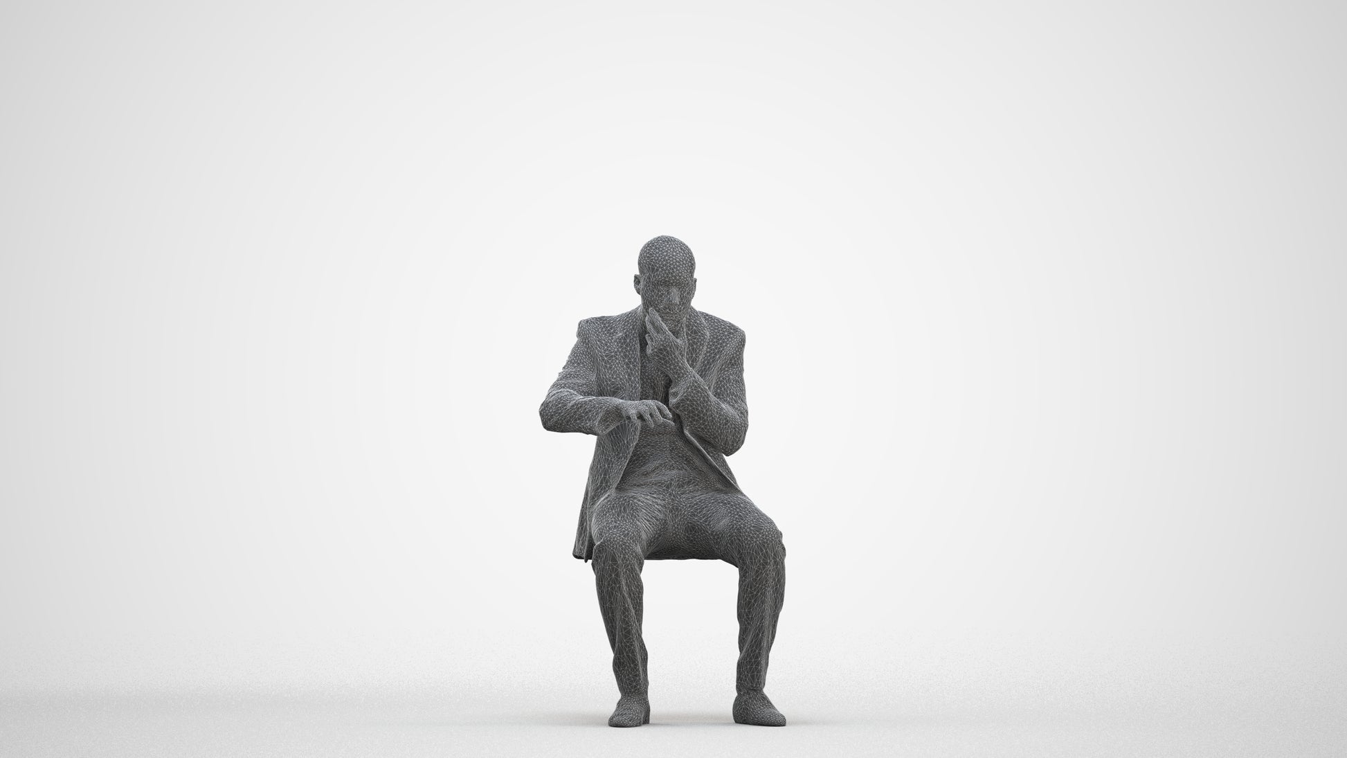 3D people model man business, scanned human for 3ds Max rendering, three-quarter front view render