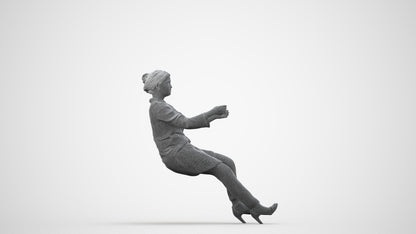 scanned 3D woman business driving, photogrammetry people for Enscape and V-Ray, wireframe side view