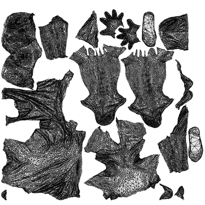 scanned 3D boy kids, photogrammetry people for Enscape and V-Ray, wireframe top-down view