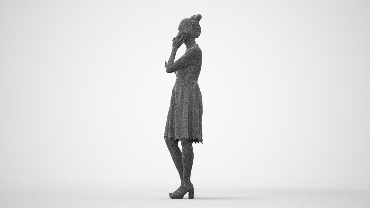 scanned 3D woman formal standing, photogrammetry people for Enscape and V-Ray, square thumbnail