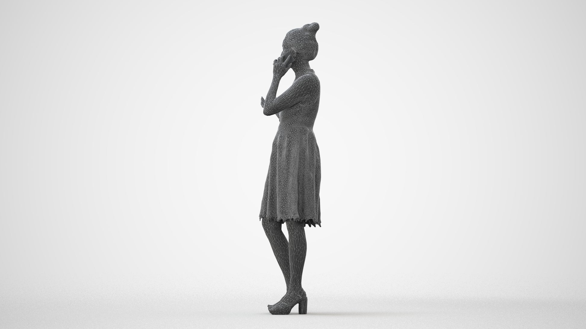 scanned 3D woman formal standing, photogrammetry people for Enscape and V-Ray, square thumbnail