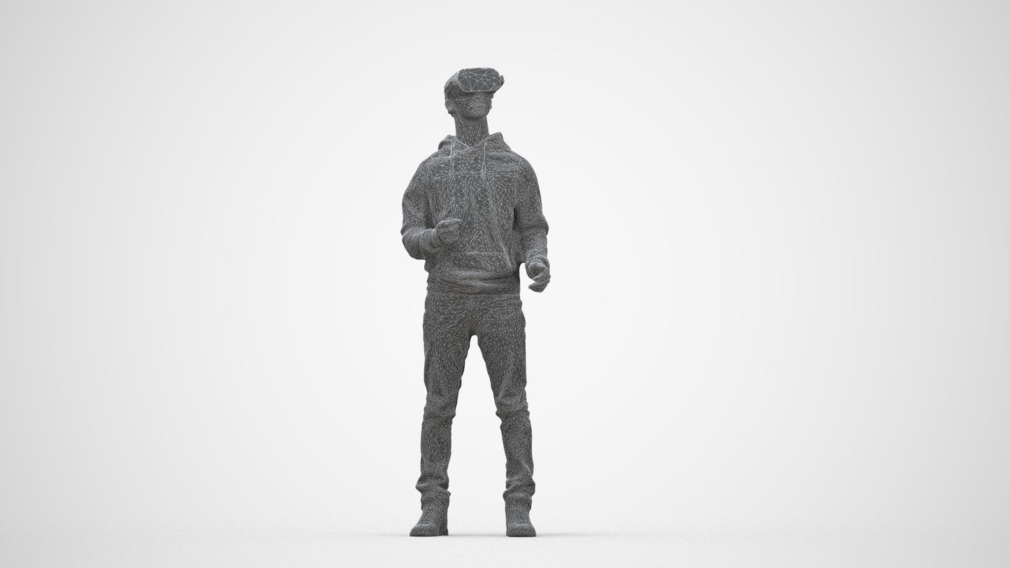 realistic 3D human boy casual kids, archviz people FBX OBJ for Blender, wireframe back view