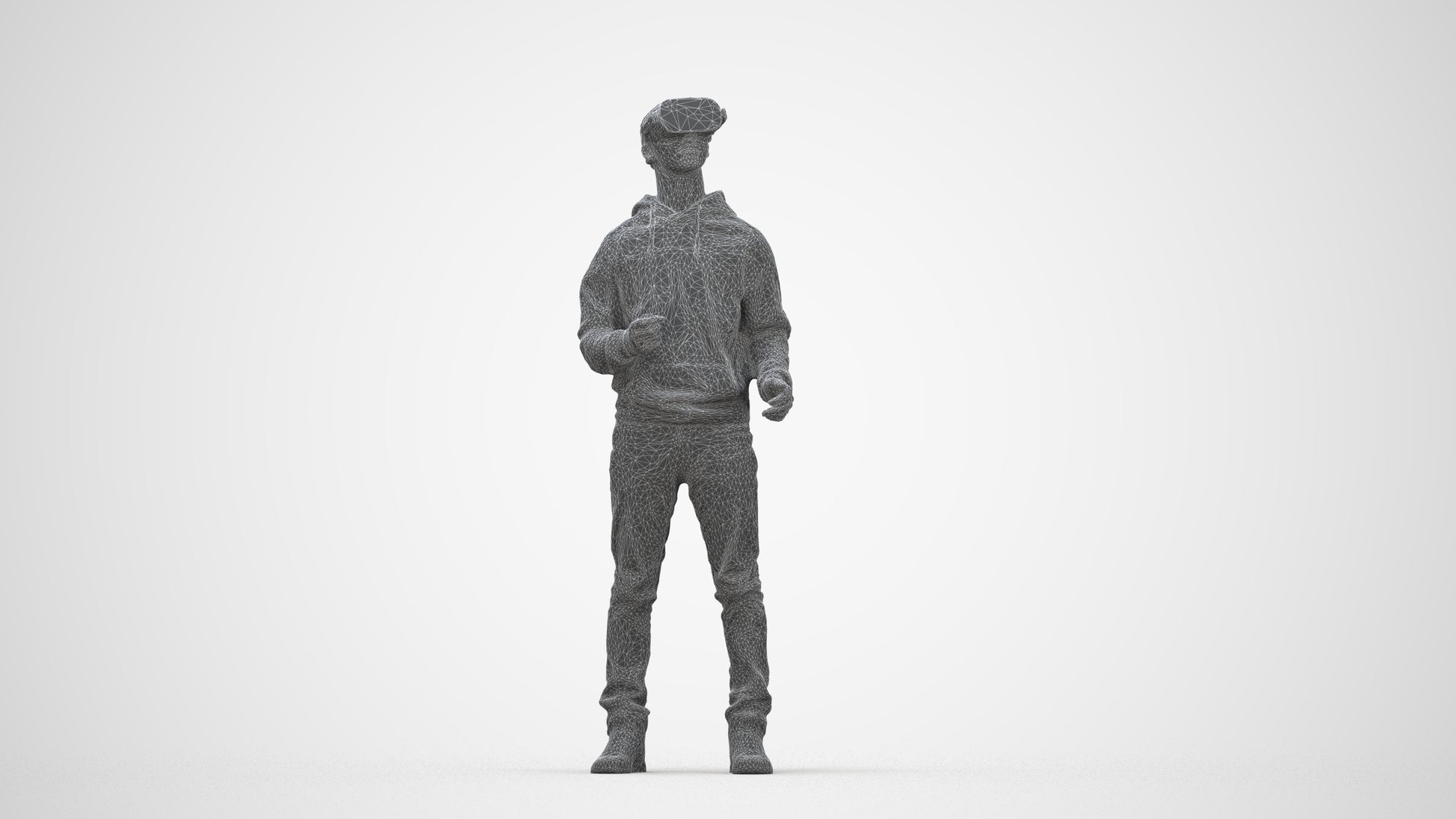 realistic 3D human boy casual kids, archviz people FBX OBJ for Blender, wireframe back view