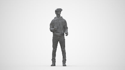 realistic 3D human boy casual kids, archviz people FBX OBJ for Blender, wireframe back view
