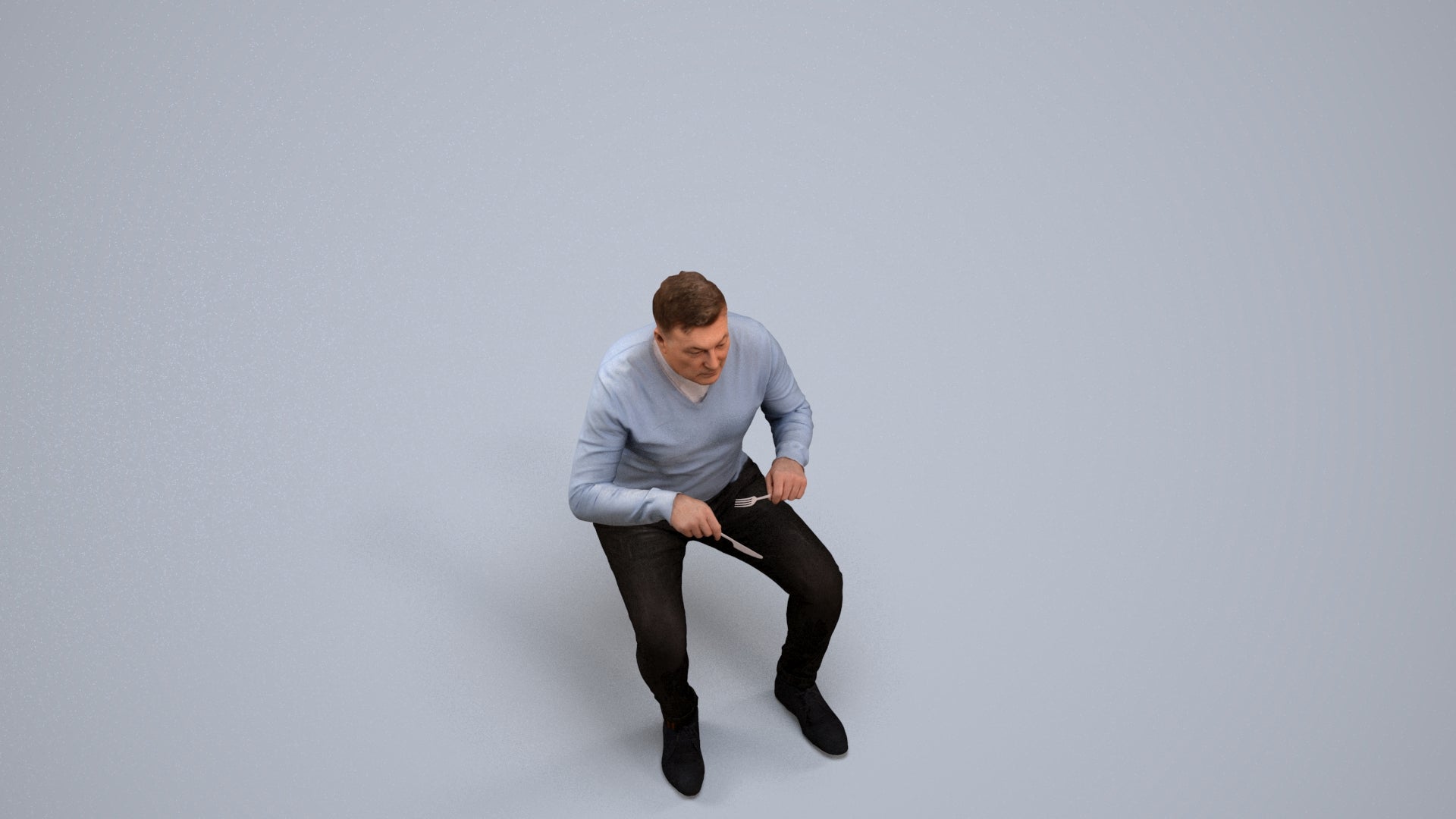 photogrammetry 3D man casual business, realistic human model archviz FBX, back view render