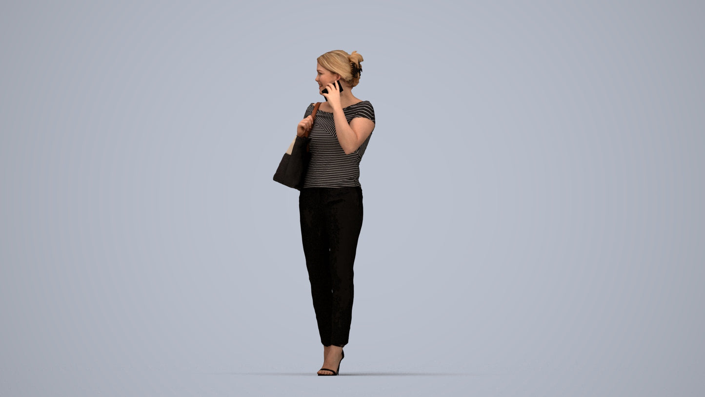 scanned 3D woman business standing, photogrammetry people for Enscape and V-Ray, top-down view render