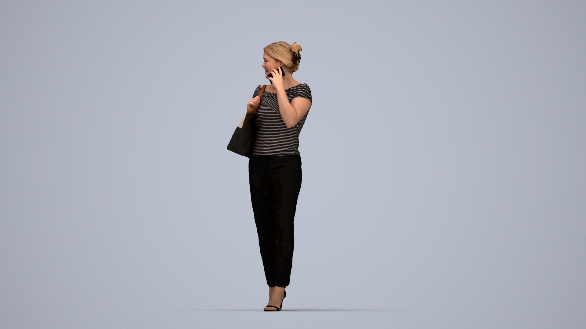 scanned 3D woman business standing, photogrammetry people for Enscape and V-Ray, top-down view render