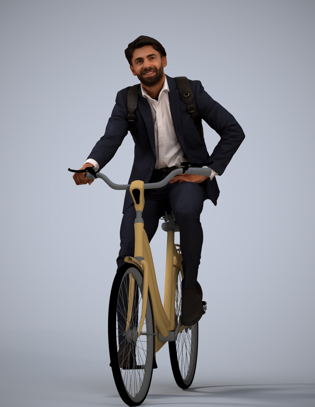 3D people model man business cycling, scanned human for 3ds Max rendering
