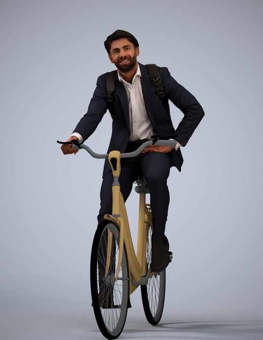 3D people model man business cycling, scanned human for 3ds Max rendering