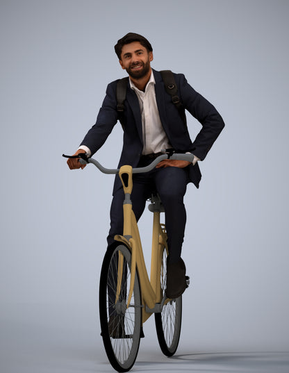 3D people model man business cycling, scanned human for 3ds Max rendering